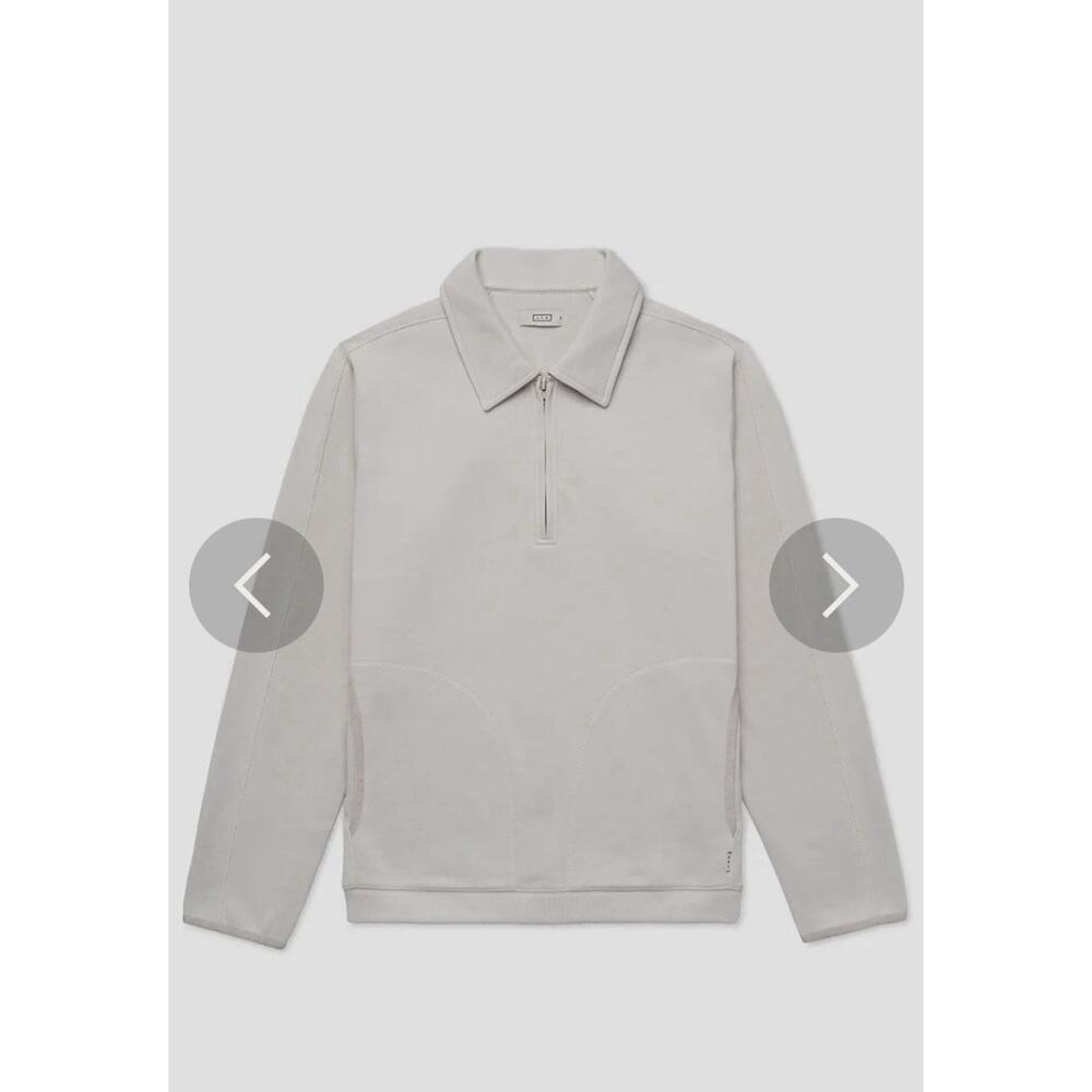 AYR $185 The Trials Lime Stone Sports Rib Quarter Zip Pullover Cream Medium